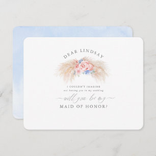 Convite Pampas Grass Dusty Blue Bridesmaid Proposta