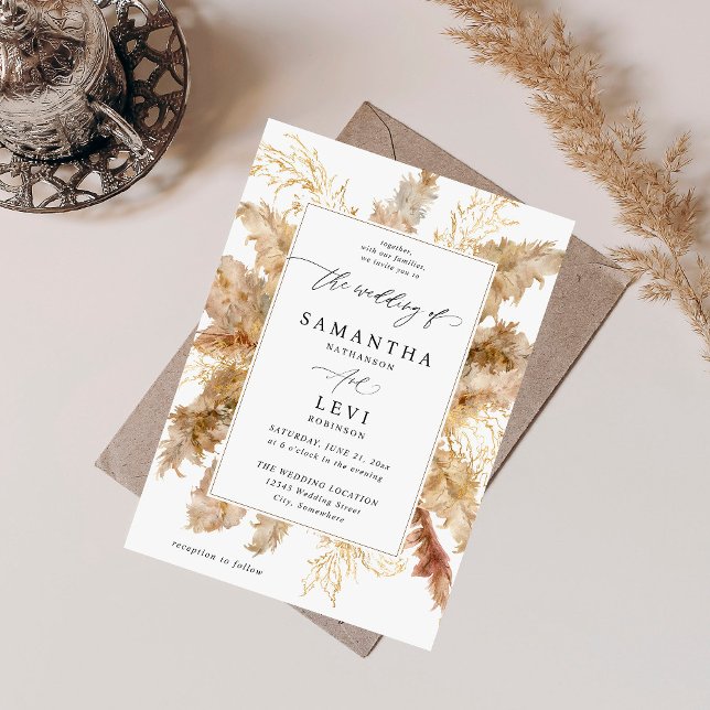 Convite Pampas Grass e Boho Dourado (Criador carregado)