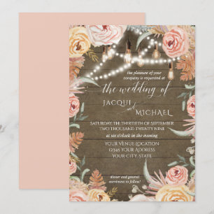 Convite Pampas Grass Floral Edison Luz Russo Casamento