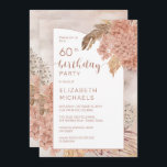 Convite Pampas Grass Hydrangeas Blooms 60ª Festa de aniver<br><div class="desc">A cor da água da boêmia seca por cor escura,  hydrangeas,  allium e pampas,  design de aniversário milestone da mulher da "60ª Festa de aniversário" floral. Design composto por Holiday Hearts Design (direitos reservados).</div>