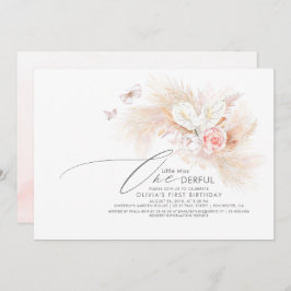 Convite Pampas Grass Pink Menina Maravilhosa Aniversário