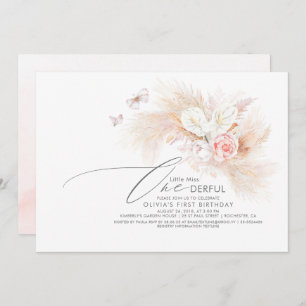 Convite Pampas Grass Pink Menina Maravilhosa Aniversário