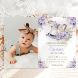 Convite Pampas Grass Roxo Cavalo Fogueiro Roxo Aniversário