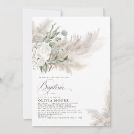 Convite Pampas Grass Sage Greenery Floral Baptism