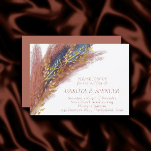 Convite Pampas Grass   Terracotta Paprika Blue Wildflower