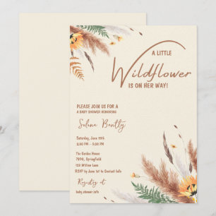 Convite Pampas Grass Um Pequeno Chá De Bebê De Flor Selvag