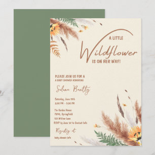 Convite Pampas Grass Um Pequeno Chá De Bebê De Flor Selvag