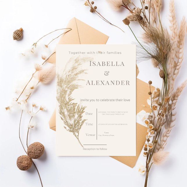 Convite Pampas Grass Wedding Invitation (Pampas Grass Wedding Invitation)