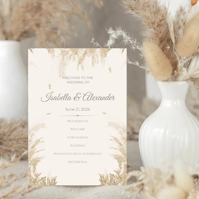 Convite Pampas Grass Wedding Program (Pampas Grass Wedding Program)