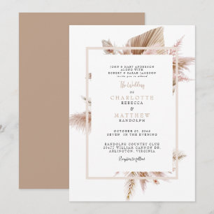 Convite Pampas Neutral Wedding