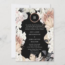 Convite Pampas Premium | Monograma em folha de ouro | Onyx