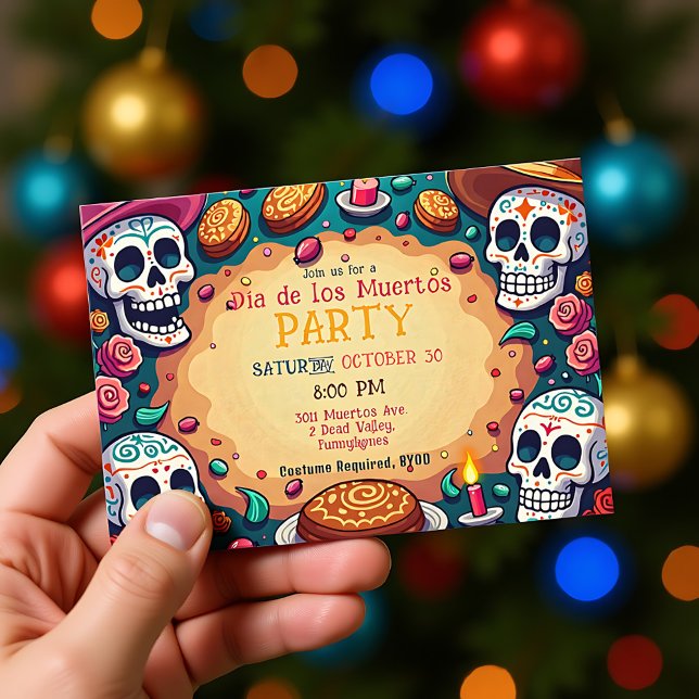 Convite 💀 Pan de Party (💀 Fiesta en el Cráneo Invitation)