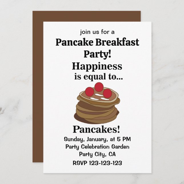 Convite Pancakes Breakfast Party (Frente/Verso)