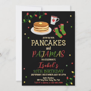 Convite Pancakes e pijamas Aniversário de Natal