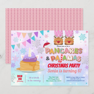 Convite Pancakes e pijamas unicórnio de aniversário de Nat
