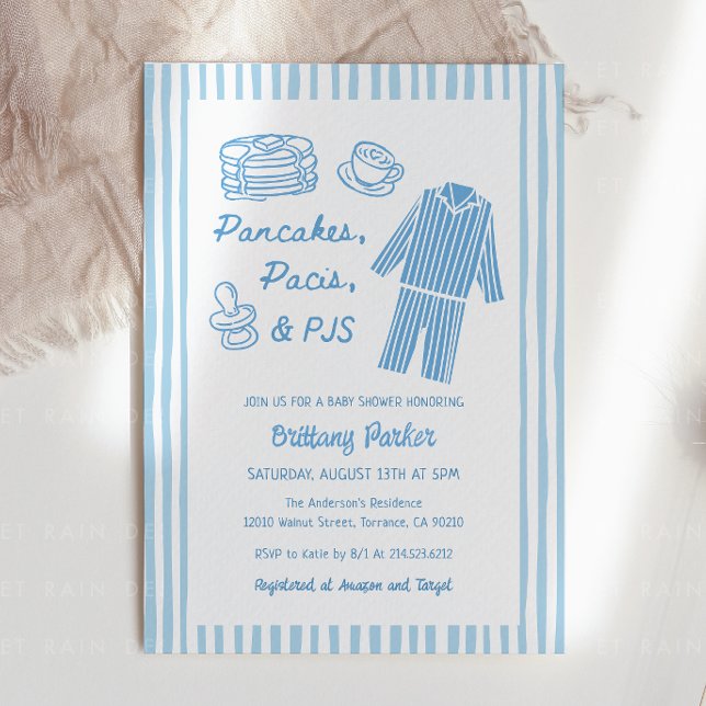 Convite Pancakes, Pacis & PJs Boy Baby Shower (Criador carregado)