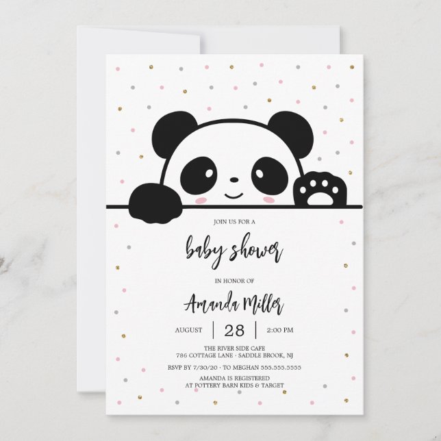 Convite Panda Baby Shower Invitation (Frente)