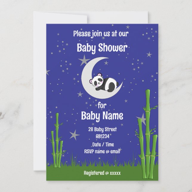 Convite Panda Baby Shower Invitation (Frente)