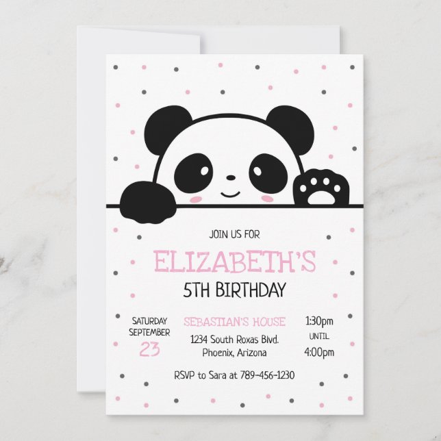 Convite Panda Bear Birthday Party Invitation (Frente)