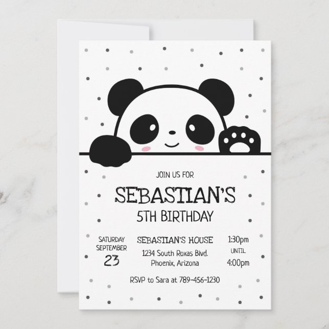 Convite Panda Bear Birthday Party Invitation (Frente)