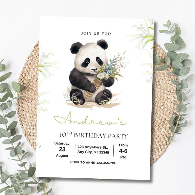 Convite Panda Birthday Invite, Bamboo Panda Boys Aniversár (Criador carregado)