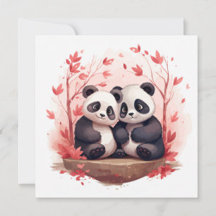 Convite Panda casal tão feliz juntos 