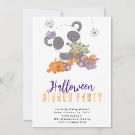 Convite Panda com Buquê de Olhos de Halloween Jantar Festa