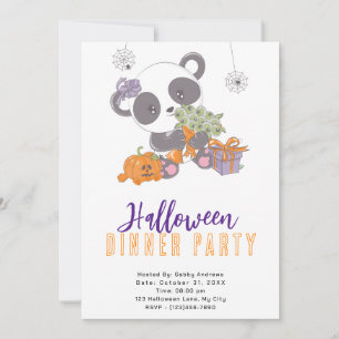 Convite Panda com Buquê de Olhos de Halloween Jantar Festa