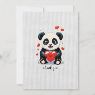 Convite Panda com um Coração - Pintura de Amor Adorável
