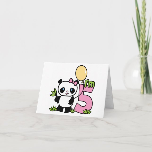 Convite Panda Girl 5th Birthday Invitations (Frente)