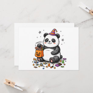 Convite Panda Gordinho de Halloween com Barriga de Doce &