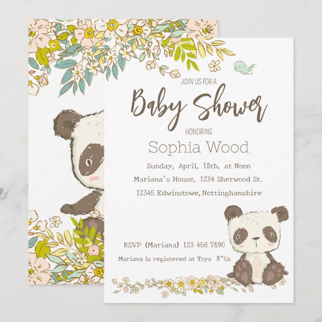 Convite Panda Invitation (Frente/Verso)