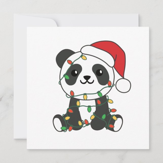Convite Panda Natal Animais de Inverno Pandas (Frente)