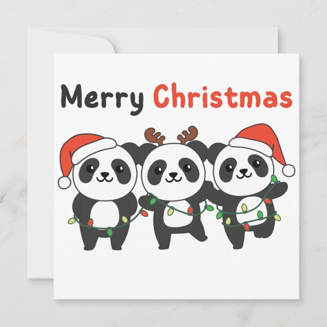 Convite Panda Natal Animais Pandas Feliz Natal Inv (Frente)