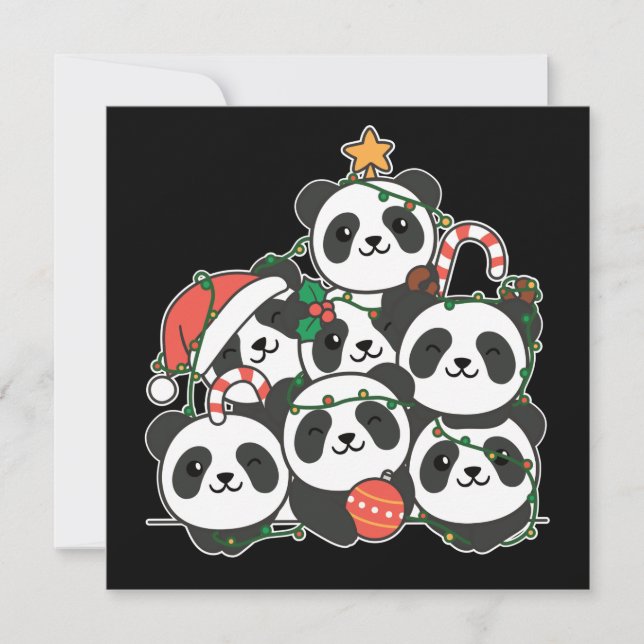 Convite Panda Natal Árvore Engraçado Natal Animal Invita (Frente)