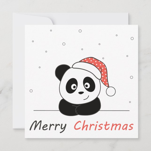 Convite Panda Natal Neve Animais de inverno Pandas (Frente)