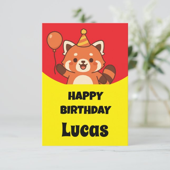 Convite Panda vermelha incrível do aniversário da festa (Em pé/Frente)