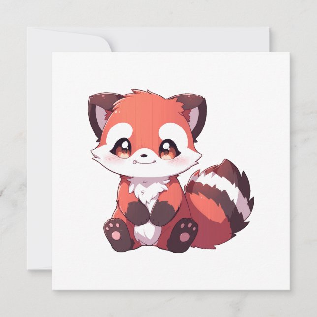 Convite  panda vermelho fofo (Frente)