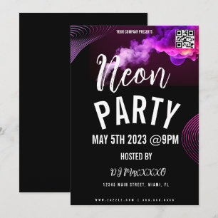 Convite Panfleto de Boate de Evento Neon Club Bar