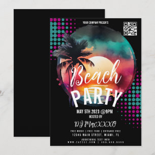 Convite Panfleto de Festa Noturna em Clube de Praia Tropic