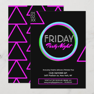Convite Panfleto Promocional de Clube Noturno Neon Limpo
