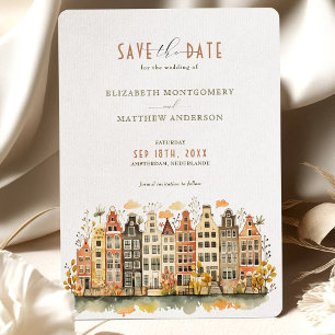Convite Panorama de Amsterdã Holanda Save-the-Date