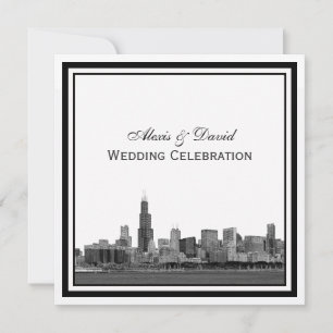 Convite Panorama de Chicago #2 Gravado Quatro Casamento
