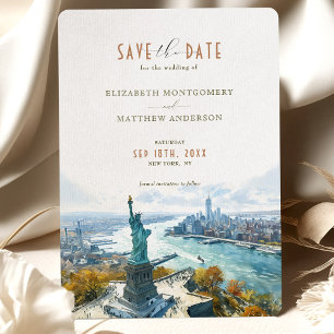 Convite Panorama de Nova York Liberdade Save-the-Date