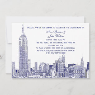Convite Panorama de NYC 01 Etchd DIY BG Festa de Noivado A