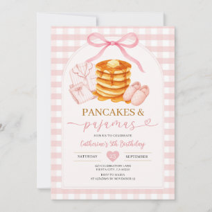 Convite Panqueca Rosa e Pijamas 4º Aniversário