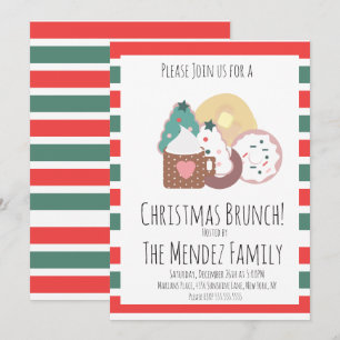 Convite Panquecas Biscoitos Donuts Brunch de Natal em Famí