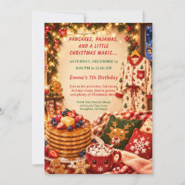 Convite Panquecas de Natal e festa de aniversário de pijam