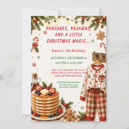 Convite Panquecas de Natal & Festa de Aniversário de Pijam