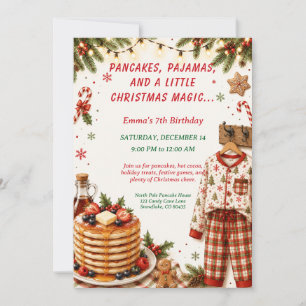 Convite Panquecas de Natal & Festa de Aniversário de Pijam